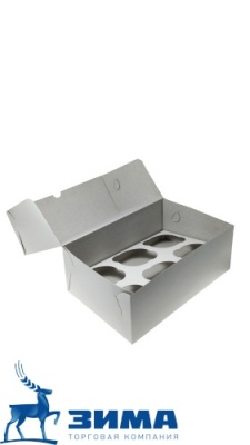 картинка Коробка для  6 капкейков ЭКОНОМ (100 шт) от Торговой Компании "Зима"