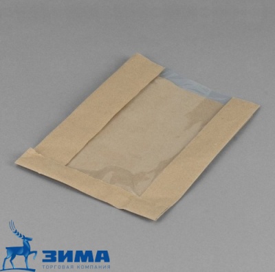 картинка Пакет бумажный 330*200*90мм КРАФТ б/п,с окном 95 мм (2500 шт/кор) от Торговой Компании "Зима"