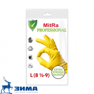картинка Перчатки латексные с х/б напылением MITRA PROFESSIONAL L (1пара/12 пар) от Торговой Компании "Зима"