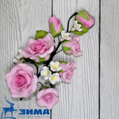картинка Цветы из мастики (12 шт) 11941B Розы розовые  от Торговой Компании "Зима"
