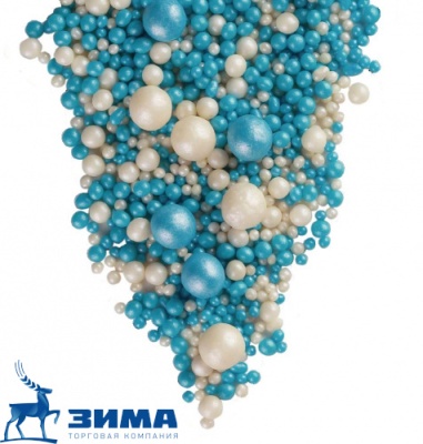 картинка ДРАЖЕ ЗЕРНОВОЕ взорванные зерна риса в цветной  глазури ЖЕМЧУГсеребро,голубой (уп1,5 кг)# 110 от Торговой Компании "Зима"