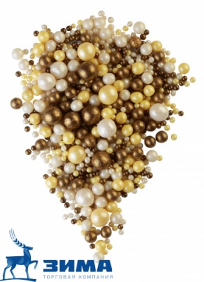 картинка ДРАЖЕ ЗЕРНОВОЕ взорванные зерна риса в цветной глазури ЖЕМЧУГ бронза,желтый,серебро(уп1,5 кг)# 204 от Торговой Компании "Зима"